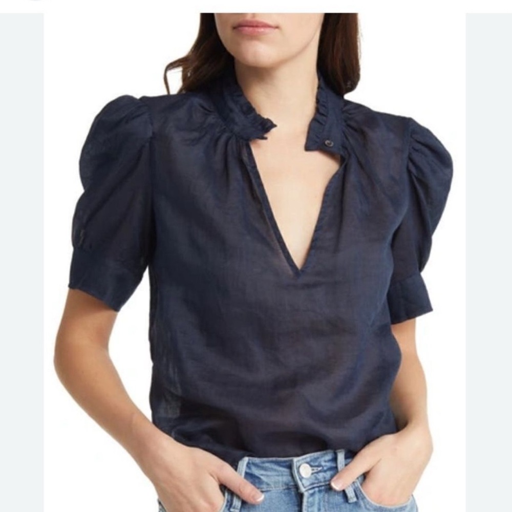 Frame Deep V Ruffle Collar Top - Picture 4 of 4